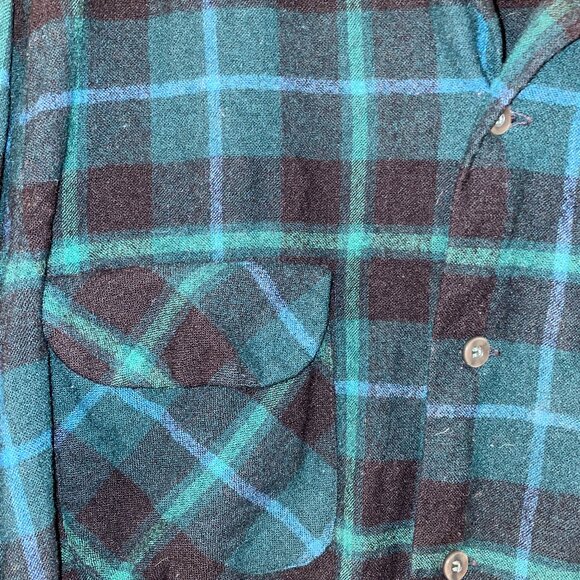 Pendleton Flannel Forest Green Men's XL Long Sleeve 100% Pure Virgin Wool - Picture 3 of 6